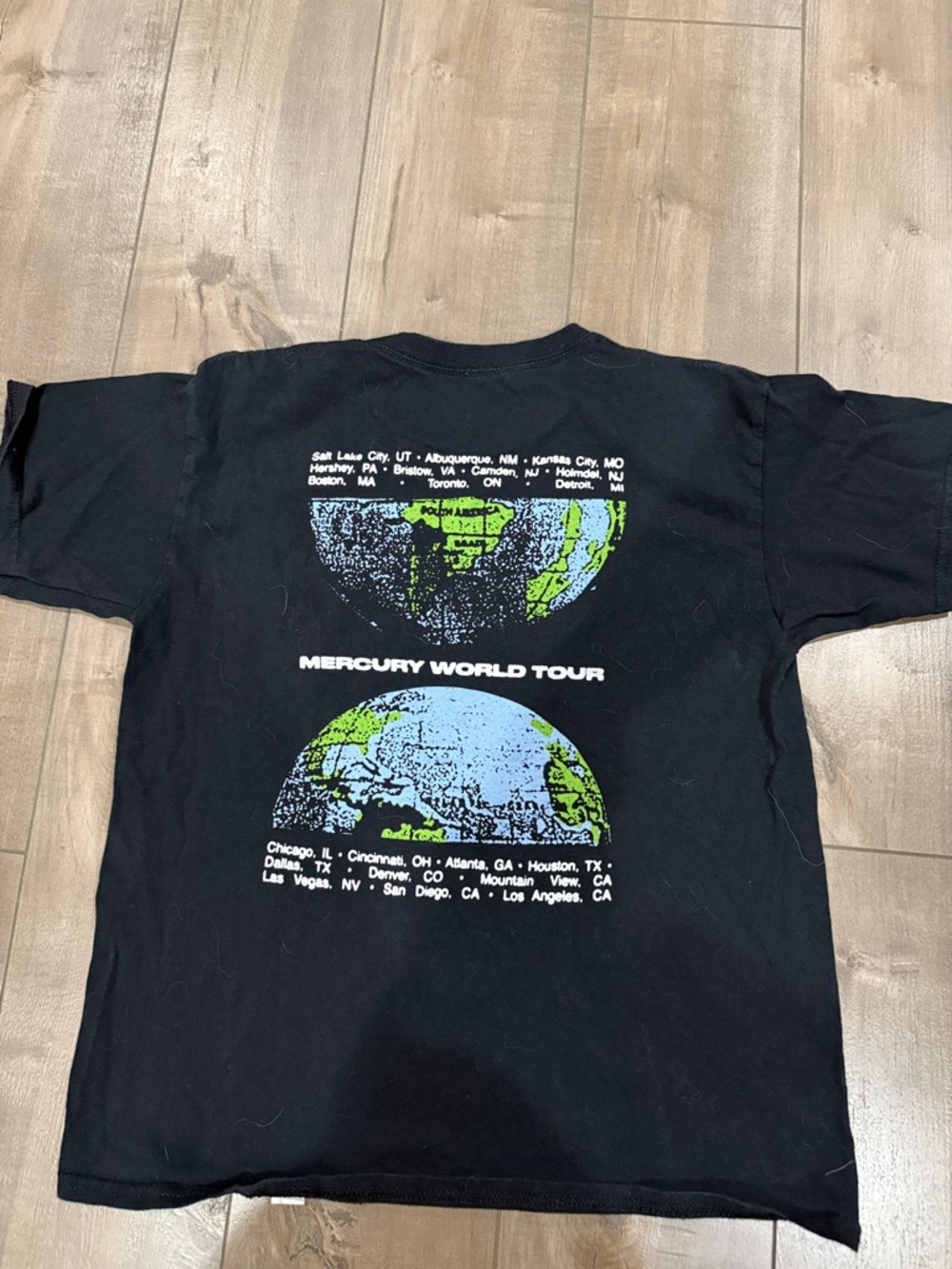 Black Kids' Unisex Graphic Tee with Blue & Green Globe Print